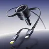 Ładowarka samochodowa Baseus Enjoyment Max 60W ze zwijanymi kablami USB-C i Lightning - czarna